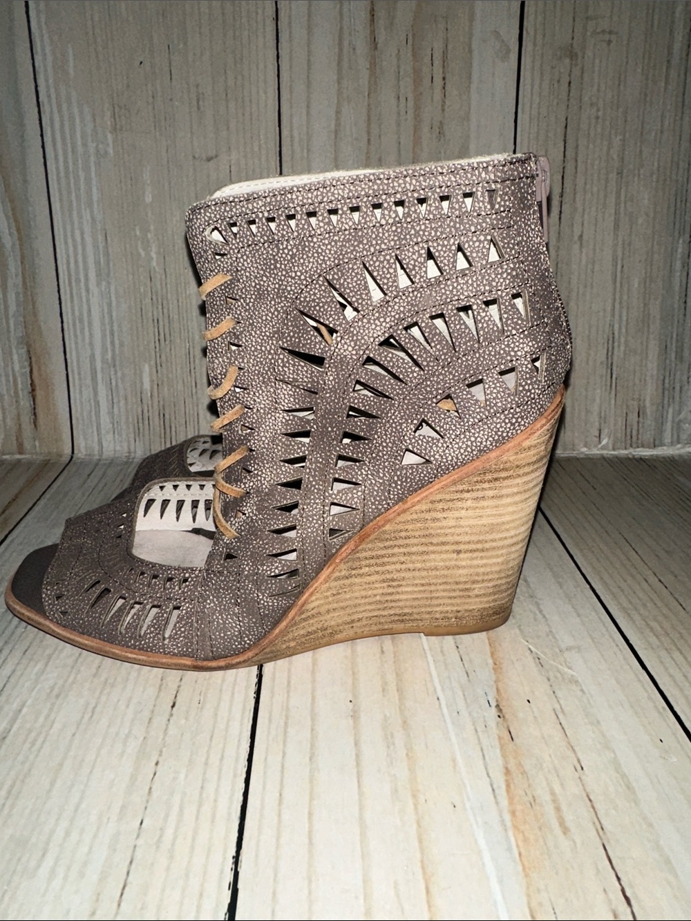 Jeffery Campbell Cutout Lace-Up Wedge Sandals